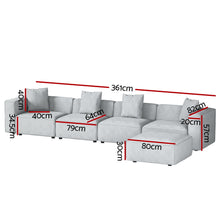 Load image into Gallery viewer, Modular Sofa Chaise Set 5-Seater Grey