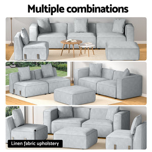 Modular Sofa Chaise Set 5-Seater Grey