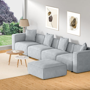 Modular Sofa Chaise Set 5-Seater Grey