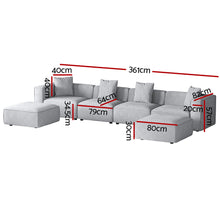 Load image into Gallery viewer, Modular Sofa Chaise Set 6-Seater Grey