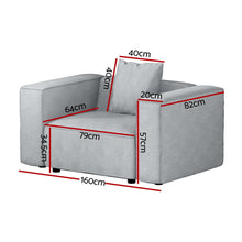 Load image into Gallery viewer, Modular Sofa Chaise Set 1-Seater Grey