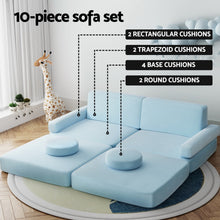 Load image into Gallery viewer, Sofa Bed 2 Seater Kid DIY Play Couch Velvet Blue