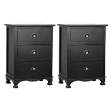 Load image into Gallery viewer, Artiss 2x Bedside Table 3 Drawers Vintage - THYME Black