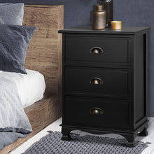 Load image into Gallery viewer, Artiss 2x Bedside Table 3 Drawers Vintage - THYME Black