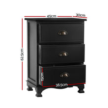 Load image into Gallery viewer, Artiss 2x Bedside Table 3 Drawers Vintage - THYME Black