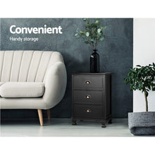 Load image into Gallery viewer, Artiss 2x Bedside Table 3 Drawers Vintage - THYME Black