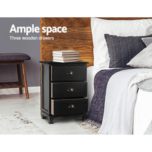 Load image into Gallery viewer, Artiss 2x Bedside Table 3 Drawers Vintage - THYME Black