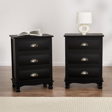 Load image into Gallery viewer, Artiss 2x Bedside Table 3 Drawers Vintage - THYME Black