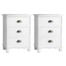 Load image into Gallery viewer, Artiss 2x Bedside Table 3 Drawers Vintage - THYME White
