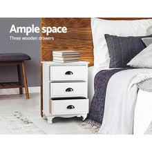 Load image into Gallery viewer, Artiss 2x Bedside Table 3 Drawers Vintage - THYME White