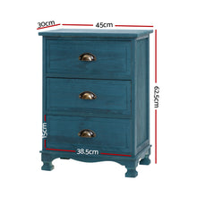 Load image into Gallery viewer, Artiss 2x Bedside Table 3 Drawers Vintage - THYME Blue