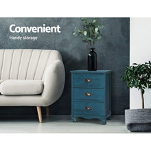 Load image into Gallery viewer, Artiss 2x Bedside Table 3 Drawers Vintage - THYME Blue