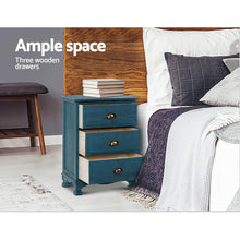 Load image into Gallery viewer, Artiss 2x Bedside Table 3 Drawers Vintage - THYME Blue
