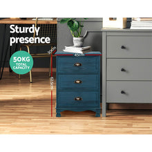 Load image into Gallery viewer, Artiss 2x Bedside Table 3 Drawers Vintage - THYME Blue
