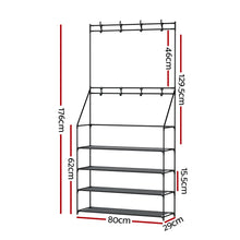 Load image into Gallery viewer, Artiss Shoe Rack Hall Tree 16 Pairs Black