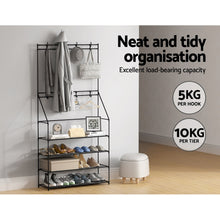 Load image into Gallery viewer, Artiss Shoe Rack Hall Tree 16 Pairs Black