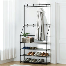 Load image into Gallery viewer, Artiss Shoe Rack Hall Tree 16 Pairs Black
