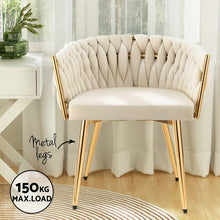 Load image into Gallery viewer, 1 Artiss Dining Chair Velvet Armchair Beige