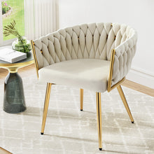 Load image into Gallery viewer, 1 Artiss Dining Chair Velvet Armchair Beige