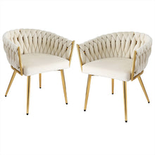 Load image into Gallery viewer, 1 Set of 2 Artiss Dining Chairs Velvet Armchair Beige