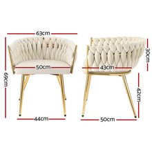 Load image into Gallery viewer, 1 Set of 2 Artiss Dining Chairs Velvet Armchair Beige