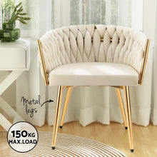 Load image into Gallery viewer, 1 Set of 2 Artiss Dining Chairs Velvet Armchair Beige