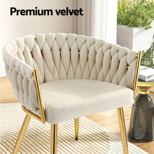Load image into Gallery viewer, 1 Set of 2 Artiss Dining Chairs Velvet Armchair Beige