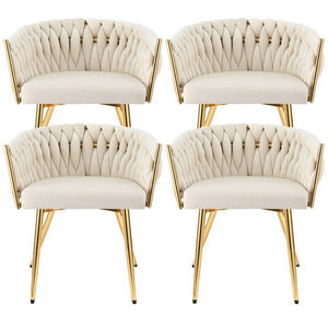 1 Set of 4 Artiss Dining Chairs Velvet Armchair Beige