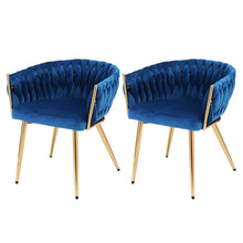 Load image into Gallery viewer, 1 Set of 2 Artiss Dining Chairs Velvet Weaving Armchair Blue