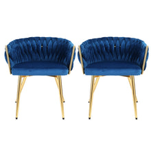 Load image into Gallery viewer, 1 Set of 2 Artiss Dining Chairs Velvet Weaving Armchair Blue