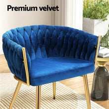 Load image into Gallery viewer, 1 Set of 2 Artiss Dining Chairs Velvet Weaving Armchair Blue