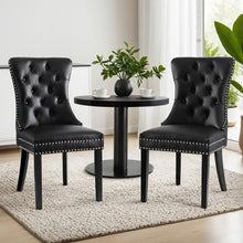 Load image into Gallery viewer, 1 Set of 2 Artiss Dining Chairs Black Leather