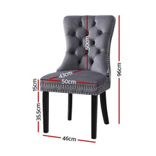 Load image into Gallery viewer, 1 Set of 2 Artiss Dining Chairs Grey Velvet