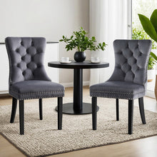 Load image into Gallery viewer, 1 Set of 2 Artiss Dining Chairs Grey Velvet