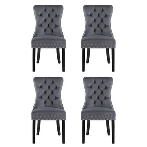 1 Set of 4 Artiss Dining Chairs Grey Velvet