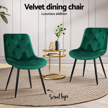 Load image into Gallery viewer, Artiss Dining Chairs Set of 4 Velvet Diamond Tufted Green