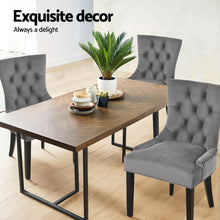 Load image into Gallery viewer, Artiss Dining Chairs Set of 4 Velvet French Provincial Grey