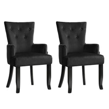 Load image into Gallery viewer, 2x Artiss Dining Chairs Velvet French Provincial Armchair Black