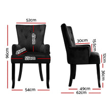 Load image into Gallery viewer, 2x Artiss Dining Chairs Velvet French Provincial Armchair Black