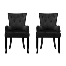 Load image into Gallery viewer, 2x Artiss Dining Chairs Velvet French Provincial Armchair Black