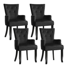 Load image into Gallery viewer, 4x Artiss Dining Chairs Velvet French Provincial Armchair Black