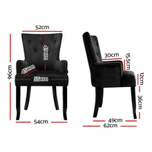 Load image into Gallery viewer, 4x Artiss Dining Chairs Velvet French Provincial Armchair Black