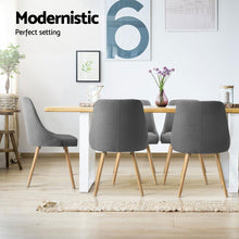 Load image into Gallery viewer, Artiss Dining Chairs Set of 4 Fabric Wooden Grey
