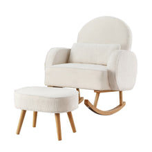 Load image into Gallery viewer, Artiss Armchair Rocking Chair Ottoman Lounge Footrest Round Nursing Boucle White