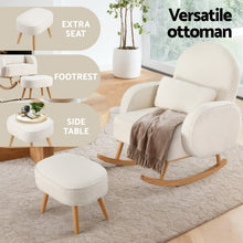 Load image into Gallery viewer, Artiss Armchair Rocking Chair Ottoman Lounge Footrest Round Nursing Boucle White