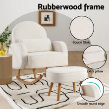 Load image into Gallery viewer, Artiss Armchair Rocking Chair Ottoman Lounge Footrest Round Nursing Boucle White