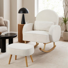 Load image into Gallery viewer, Artiss Armchair Rocking Chair Ottoman Lounge Footrest Round Nursing Boucle White