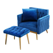 Load image into Gallery viewer, Artiss Armchair Ottoman Accent Chair Pillow Velvet Blue
