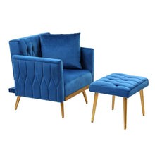 Load image into Gallery viewer, Artiss Armchair Ottoman Accent Chair Pillow Velvet Blue