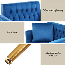 Load image into Gallery viewer, Artiss Armchair Ottoman Accent Chair Pillow Velvet Blue